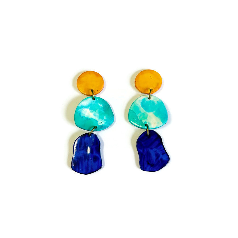 Long Statement Earrings, Bright Colorful Drop Dangles or Clip Ons